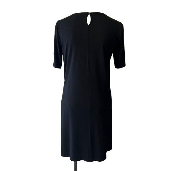 Eileen Fisher Dress Extra Small XS TP Black Crew Neck Short Sleeve Stretch - Picture 3 of 7